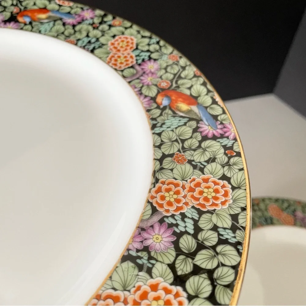 SET of 3 Parrot Bird Floral Dinner Plates - Rosenthal